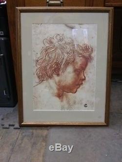 Vintage Print by G Firenze Gold Framed Print Wall Hanging wire on back (C6-T)