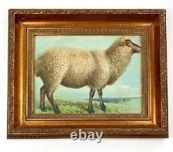 Vintage Sheep Still Life Print in Golden Frame Unique Wall Art For Home Décor