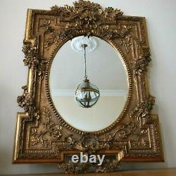 Vintage Style Large OVAL Gold Gilt French Louis Ornate Bevel OVERMANTEL Mirror