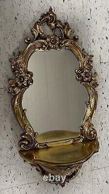 Vintage Syroco Ornate Molded Frame Mirror With Self Shiny Gold Wall Decor