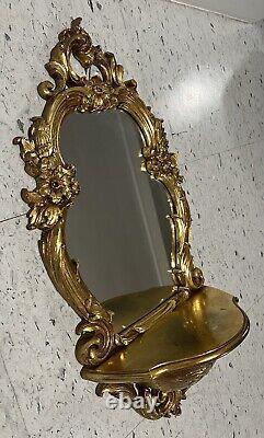 Vintage Syroco Ornate Molded Frame Mirror With Self Shiny Gold Wall Decor