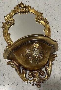 Vintage Syroco Ornate Molded Frame Mirror With Self Shiny Gold Wall Decor