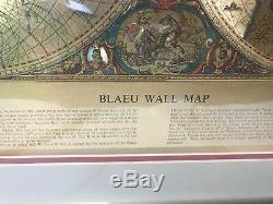Vintage Teal & Gold Foiled Blaeu Wall Map of New World 22.5 X 28 Matted Framed