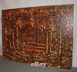 Vintage Textural Impressions Abstract Trees Wall Art Wood Surface Gold Frame
