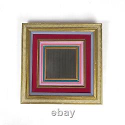 Vintage Wall Mirror Gold Frame Pink Red Blue Fabric Square