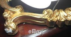 Vintage Wall Mirror Ornate Gold Wooden Frame. Wall Hook Hanging Mirror