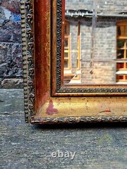 Vintage framed etched wall mirror