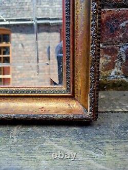 Vintage framed etched wall mirror