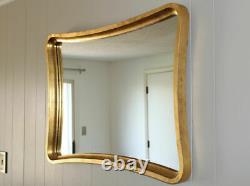 Vintage thick gold framed wall mirror Hollywood Regency Italian 35