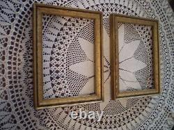 Vintage two old wooden frames with ornate wood carving with varak