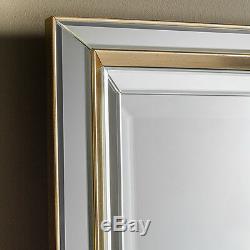 Vogue Large Rectangle Wall Mirror Venetian Glass Frame Gold Edge 101cm x 75cm