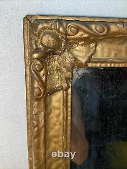 Vtg ORNATE 1920-30s HALL Wall Mirror Wood Barbola Rose Flower Gold Frame