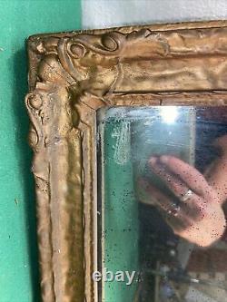 Vtg ORNATE 1920-30s HALL Wall Mirror Wood Barbola Rose Flower Gold Frame