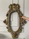 Vtg Ornate Gold Metal Mirror Or Painting Or Picture frame Wall Art cherub Motif