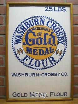 WASHBURN CROSBY GOLD MEDAL FLOUR Framed Sack Feed Seed Farm Ad Wall Plaque Sign
