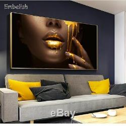 Wall Art Women Face Golden Liquid Living Room Home Decor HD Canvas Paintings
