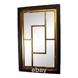 Wall Mirror Black & Gold Geometric Modern Statement Home Decor Large 70 x 45cm