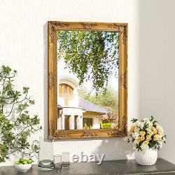Wall Mounted Decorative Mirror Hallway Ornate Baroque Carved Wooden Frame Mirror