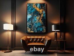 Wall art pictures set of 3 abstract Gold and Turquoise wall art print Abstract