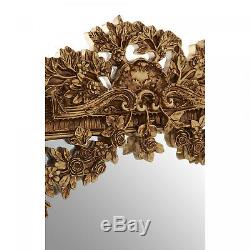 Wild Roses Gold Ornate Wall Mirror Clamshell & Garland Detail Living Room Decor