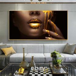 Woman Face Wall Art Picture Print on Framed Canvas Sexy Photo Shop Gold Black UK