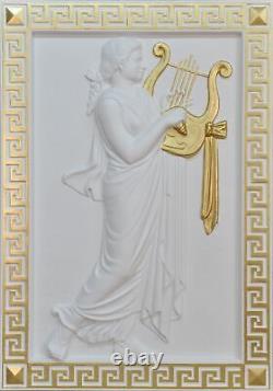 Woman With Lyre Wall Relief Antique Style Painting Antique Handmade God Picture
