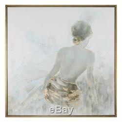 XL Framed Female Wall Art 50 x 50 Gold Leaf Hand Painted Z Gallerie Horchow NEW