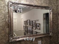 X LARGE Antique Silver Shabby Chic Ornate Decorative Wall Mirror FREE POSTAGE