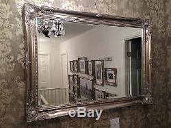X LARGE Antique Silver Shabby Chic Ornate Decorative Wall Mirror SAVE ££s