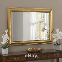 YG312 Classic Beaded Antique Gold Leaf Frame Rectangle Wall Mirror 132cm x 79cm